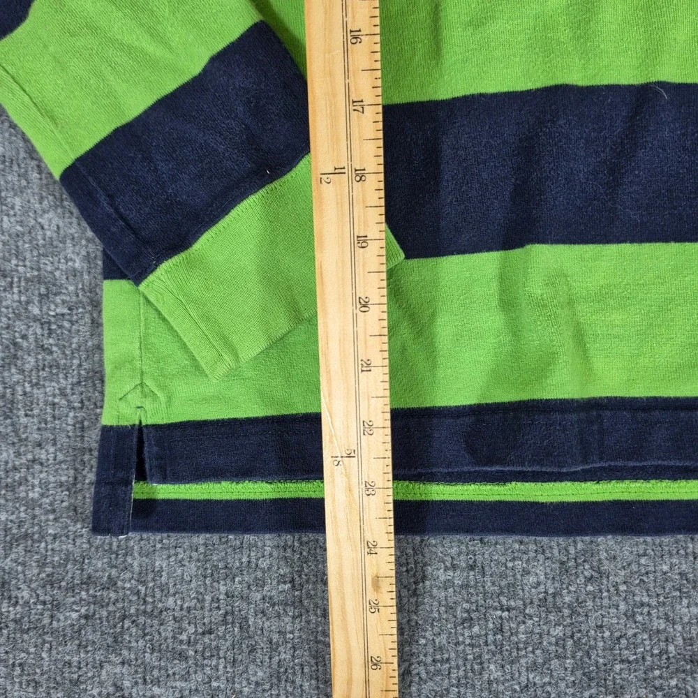 Ralph Lauren Rugby Shirt Green Navy Blue Striped Long Sleeve Youth Size Medium